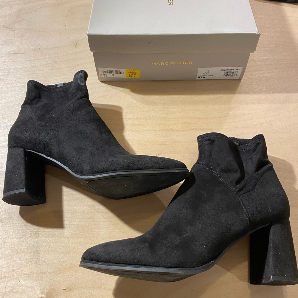 Marc Fisher Square Heel Ankle Boots 9.5 M
